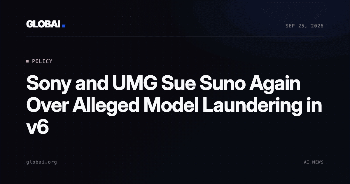 Sony and UMG Sue Suno Again Over Alleged Model Laundering in v6